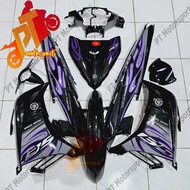 Yamaha LC 135 Cover Set Black Kilat Api Hitam Merah Grey Purple Sticker Purple MX King LC135 V1 V2 V