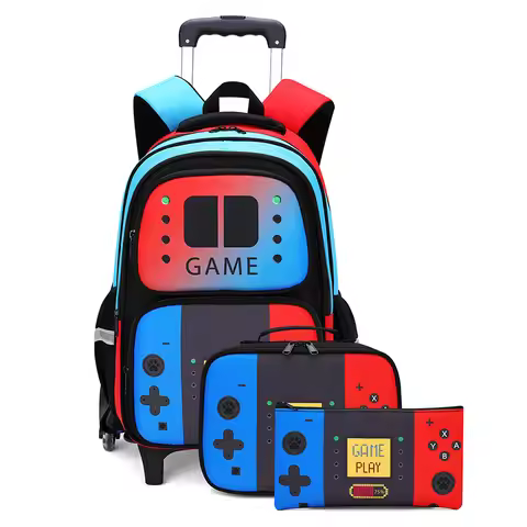 School Bag Kids Rolling Backpack for Boy Wheeled Backpack School Bag With Wheels Trolley Bookbag Car