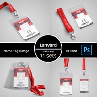 VI Mockup Design Template Bundle Pack / Lanyard / Name Tag Badge / ID Card / PSD ~ VI009