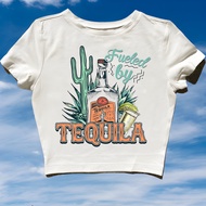 FUELED CROP TOP BY TEQUILA | ROCK MUSIC METAL BAND | Grapefruit | Crop top | CROP TEE SLIM FIT STYLE