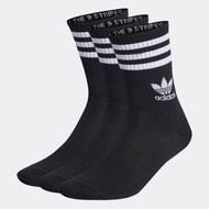 adidas Lifestyle Mid Cut Crew Socks 3 Pairs Unisex Black IL5022