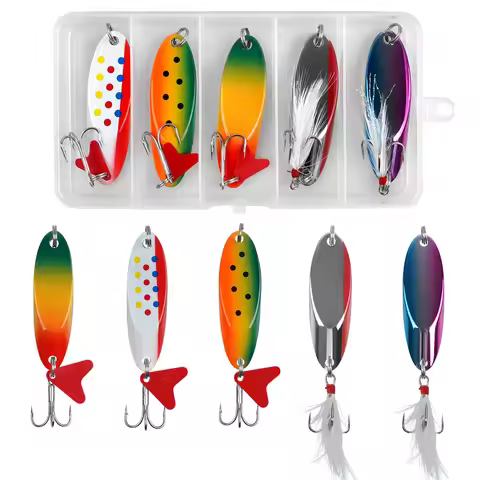 5pcs Fishing Spoons Lures Casting Spoon Metal Jig Fishing Lures Trout Bass lure Crappie Walleye Arti