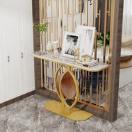 Luxurious Console Entryway Table with Sintered Stone Tabletop Gold Metal Base for Foyer, Living Room