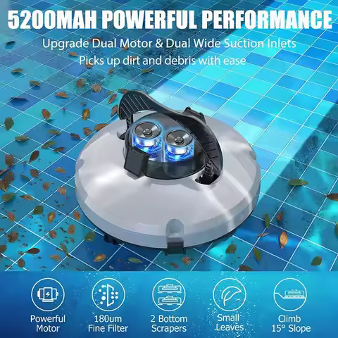 Wireless Intelligent Pool Cleaning Robot Pool Suction Machine Vacuum Cleaner 5.1m³/h Water Treatment