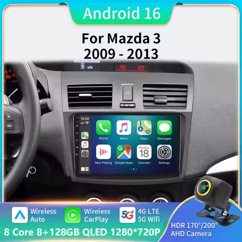 For Mazda 3 II For Mazda3 BL 2009 - 2013 Android 16 Carplay Auto 5G+WIFI GPS Car Radio Navigation Mu
