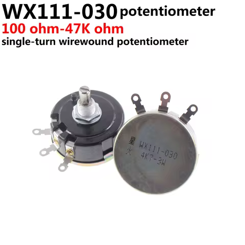 5Pcs WX111 WX030 3W single-turn wirewound potentiometer Sliding rheostat Adjustable resistance ,Rota
