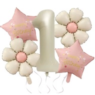 5pcs BALLOON PACKAGE DAISY MATTE NUMBER CREAMBINTANG
