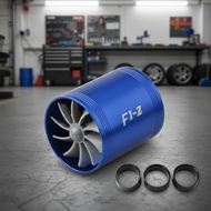 F1-Z Car Turbocharger Kit with Dual Turbine Air Intake and Fuel Saver, Stainless Steel, Size 7.5*6.5