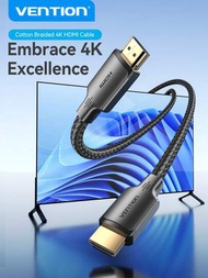 Cable HDMI VENTION 4K trenzado a 18 Gbps de alta velocidad con soporte Ethernet, compatible con 4K 60Hz 2160P 1080P 3D ARC, compatible con TV UHD, monitor de computadora, Xbox 360, PS5, PS4, Blu-Ray