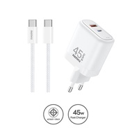 Remax หัวชาร์จเร็ว 45W GaN USB / Type-C มาพร้อมสายชาร์จ C to C ประกันศูนย์ไทย รุ่น U60-AC45W