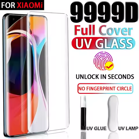 9999D Full Cover UV Tempered Glass For Xiaomi Mi 13 12 11 10 12X 12S Ultra Pro Note10 Lite Screen Pr