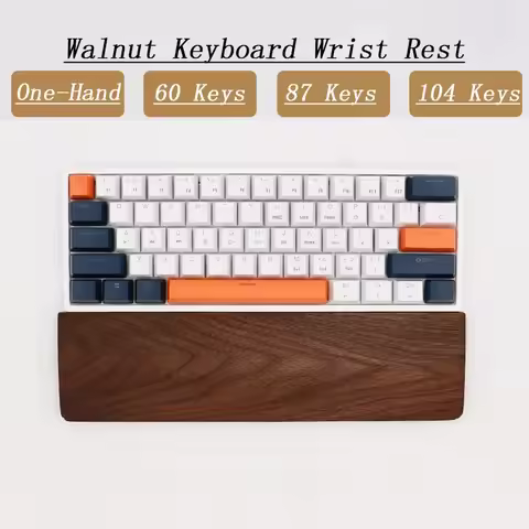 60 87 104 Keys One-Hand Walnut Wooden Keyboard Wrist Rest For GK64 68 Anne Pro 2 with Anti-Slip Mat 