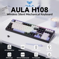 AULA H108 Wireless 108 Keys RGB Silent Switch Mechanical Keyboard 8000mAh Gaming Office