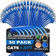 CableGeeker Cat 6 Ethernet Cable 1.5 ft (50-Pack) - Cat6 Patch Cables 10G Support, Snagless RJ45 26A