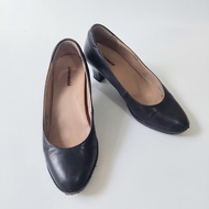 HITAM Preloved Obermain Women's Black Heeled Loafers for Office Work 5.5cm Size 34/35 Feet Small