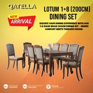 Qatella LOTUM 2 Meter Dining Table / 8+1 Seater Dining Set/Meja Makan Set Murah