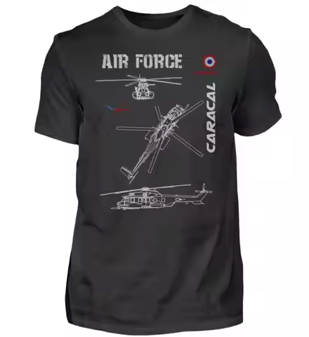 France Air Force H225M Caracal Medium Multimission Helicopter T-Shirt 100% Cotton O-Neck Short Sleev