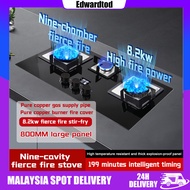 ✨✨EDWARD OPAICN 3 burner gas stove dapur gas kaca/built in+Desktop 2 in1 Timed 199mins Gas Kitchen H