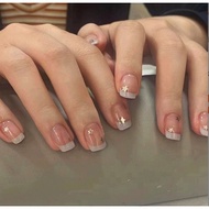 Cute Short French False Nails Set with Glue Reusable Fake Nails Press on Nails
