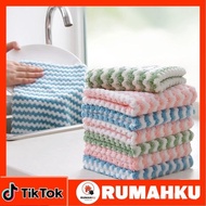 [1PCS] Microfiber (WAVE) Kain Kitchen Towel Oil Resistance Dish Washing Cloth Drying Towel Kitchen C