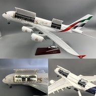 Model Pesawat A380 UAE 46CM dengan Bahagian Dalaman yang Kelihatan, Model Statik Flip-Top German Luf