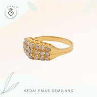 [Kedai Emas Gemilang] 2001112 {YS} Three Line Diamond Gold Ring (14) (3.81G) [750 Gold]