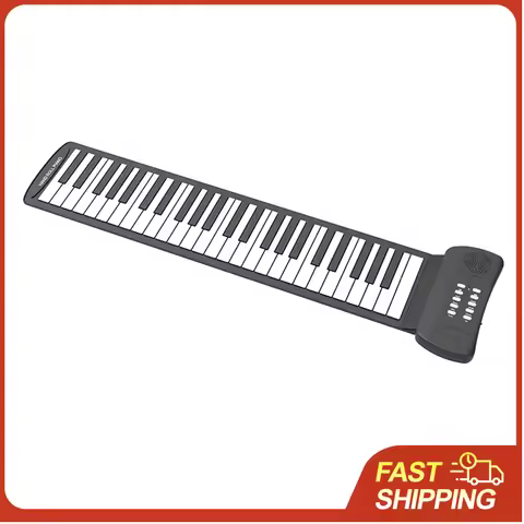 49 Keys Roll Up Piano with Built-in Speaker 16 Tones 6 Demos Supports Recording Sustain Headphone Ja
