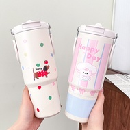Stainless Steel Tumbler SUS316 Cute Pastel Handle Tumbler Cute Tumbler Stainless Handle Happy Animal