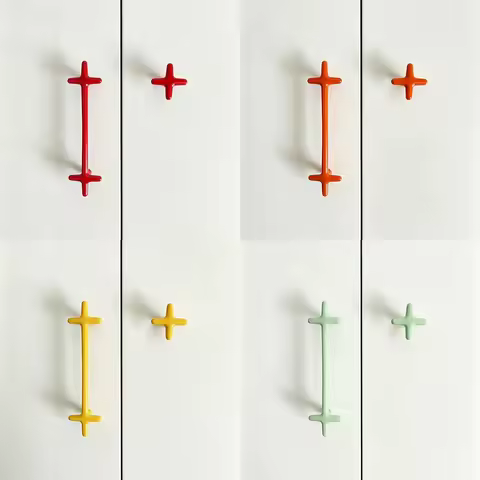 Modern Minimalist Color Cross Kitchen Cabinet Door Pulls Dopamine Furniture Drawer Knobs and Furnitu