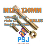 Yellow Hexagon Bolt Nut M12 x 120 Smooth / BMK Hexagon Key 17
