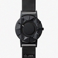EONE手錶，編號EO00002，40mm黑圓形精鋼， 陶瓷錶殼，黑色運動， 可觸摸面板錶面，深黑色米蘭錶帶款_廠商直送