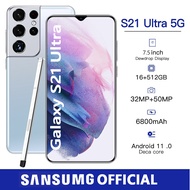 【COD】SANSUMG Smartphone Galaxy S21 Ultra 6.8 inch Mobile Phone Murah Original Big Sale RAM 12GB ROM 512GB Full Screen Learning S22 Ultra Handphone android Google cheap phone 4G/5G WIFI Gaming Phone Gila Dual sim Camera cellphone