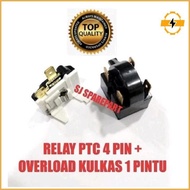 4 Pin Ptc Relay + 1 Door Refrigerator Overload 4 Pin Refrigerator Relay/