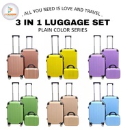 ABS quality travel luggage bag 3in1 or 2in1 24inch+20inch+12inch plain beg bagasi