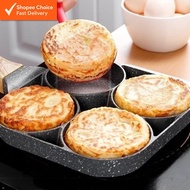 Fried Egg Maker - 4 Hole Non-Stick Frying Pan For Eggs & Burgers  Flat Bottom Kuali Telur
