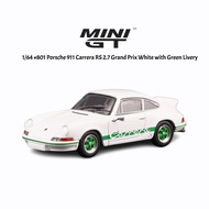 MINI GT 1/64 #801 Porsche 911 Carrera RS 2.7 Grand Prix White with Green Livery