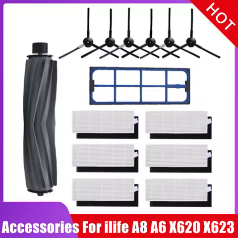 HEPA filter Side Brush Primary Filter for Chuwi Ilife A8 A6 X620 X623 Robot Vacuum cleaner Parts Rol