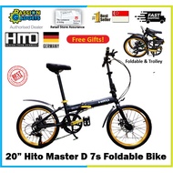 New Model Official Hito Distributor Master D 7speed 20inch Foldable Bicycle Bike Foldie Aluminium Disc Brake X4 X6 Mini