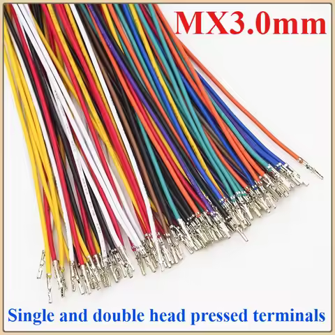 10PCS/lot MX3.0 Male Female Terminal Line Single-end Terminal 1007-22AWG Line Wire Tail Tinned Singl