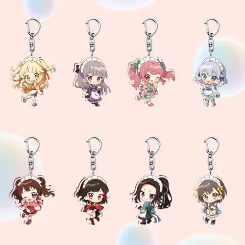 BanG Dream! Keychain Toyama Kasumi Ran Mitake Cute Figures Acrylic Key Chain Ring Holder Otaku Gift 