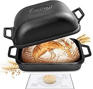 Davivy Large Dutch Oven for Sourdough Bread with Lid 9qt, Pre-Seasoned Non-stick Cast Iron Sourdough