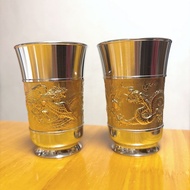 正品Tumasek pewter 馬來西亞錫製工藝品 龍鳳對杯