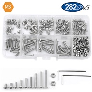 NINDEJIN Round head hex hexagon socket screw set m2 m2.5 m3 m4 m5 m6 304 stainless steel allen head
