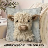 Dualswish 2D Lovely Cow Printed Pillow Case  Square Sofa Cushion Cover For Home Decoration