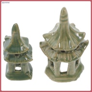 2 Pcs Decoration Gazebo Pavilion Mini Statue Landscape Asian House Miniature Bonsai Ornament Small F