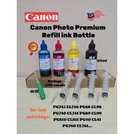 Photo Refill ink kit for all CANON Printer ink Cartridge 100ml Taiwan Formulated Ink Bottle PG745 CL