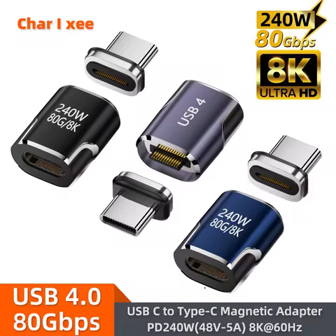 USB4.0 Thunderbolt4/3 Magnetic USB C To Type-C 240W 80Gbps Fast Charging Magnet Charge Converter Cab