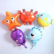 海洋生物造型氣球 動物氣球 鋁箔氣球 生日氣球 氣球派對 生日佈置 動物頭 動物園 周歲 螃蟹 河馬 河豚 海星 章魚