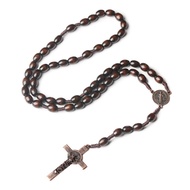 Catholic rosary, natural wooden 50-bead necklace - Catholic gift