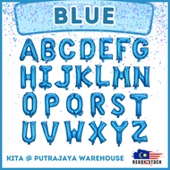 [16 Inch] - Blue Alphabet Balloon & Number Ballon ABC Letters Belon Huruf A-Z 0-9 Birthday Biru